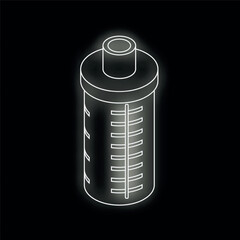 Canvas Print - Neon icon of water filter cartridge replacing isometric style