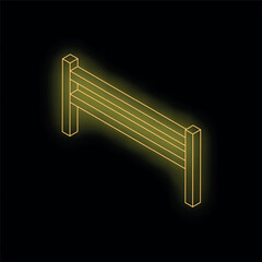 Poster - Neon yellow fence glowing on black background, concept of security and boundaries