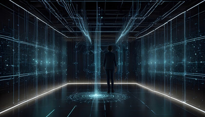 Wall Mural - Science Digital Modern Data Network Technology AI Concept