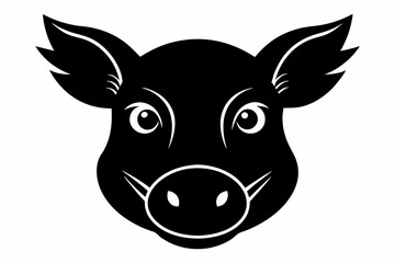 Wall Mural - Pig head silhouette, Pig icon vector isolated on white background.