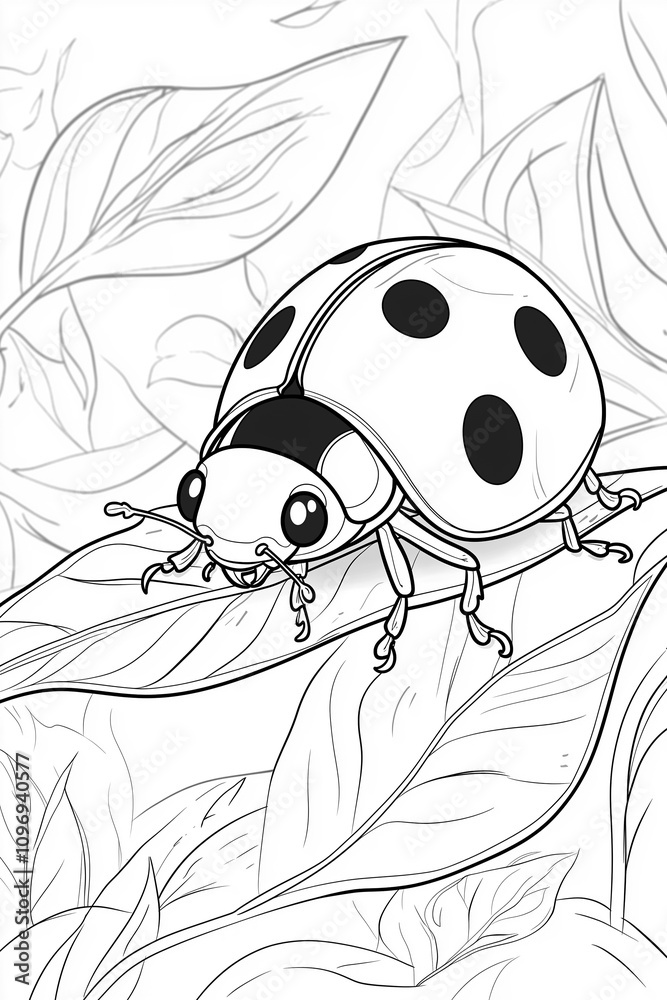 Ladybug Coloring Page for Toddlers Stock Illustration | Adobe Stock