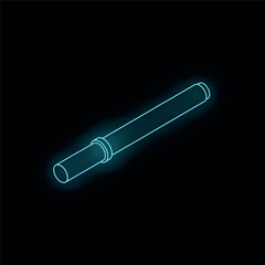 Poster - Blue glowing neon style pipe connecting icon isolated on a black background