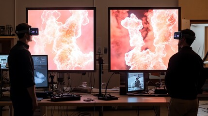 Poster - a high-tech physics laboratory with interactive simulations of quantum field theory and particle phy