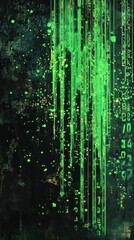 Poster - Glitching green matrix-style book cover design digital art technology abstract creative