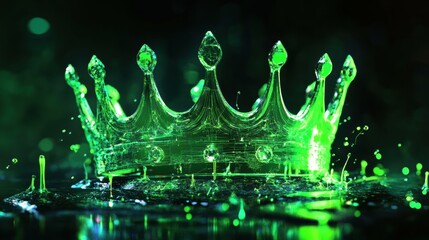 Poster - Digital crown with glitch effects abstract background graphic art neon green futuristic design