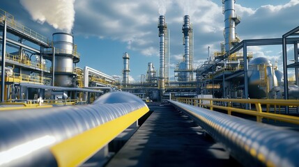 Poster - Natural gas conversion to clean energy industrial facility technology urban landscape wide angle viewpoint
