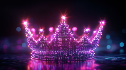 Poster - Shimmering neon crown display digital art showcase virtual realm enchanting ambiance futuristic design