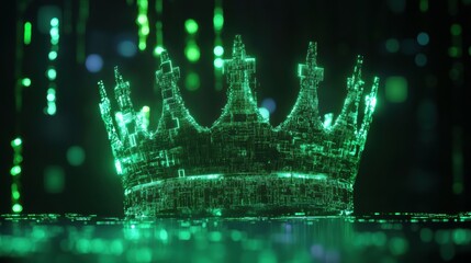 Poster - Digital crown glitch art virtual space graphic design futuristic environment close-up view technology concept
