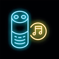 Poster - Neon sign representing a smart speaker playing music, great illustration for music streaming services