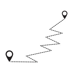 Wall Mural - route icon between two points with dotted path and location pin. location pointer continuous one lin