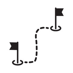 Wall Mural - route icon between two points with dotted path and location pin. location flag sign. route locations