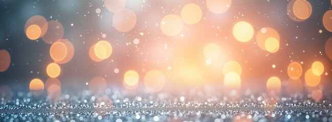 Poster - Abstract glitter background. Silver white bokeh lights. Blurred vintage banner. Festive design. Sparkling texture. Holiday party. Bright shimmer. Christmas winter theme. New Year celebration