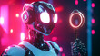 © Thiago - Futuristic robot guardian, a sleek 3d robot character stands confidently, holding a radiant key symbolizing power and discovery in a vibrant realm. Futuristic Robot Realm. Illustration