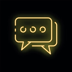 Poster - Neon speech bubble is glowing on a dark background, symbolizing communication in the digital age