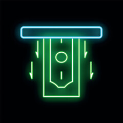 Poster - Neon green atm cash withdraw icon glowing on dark background