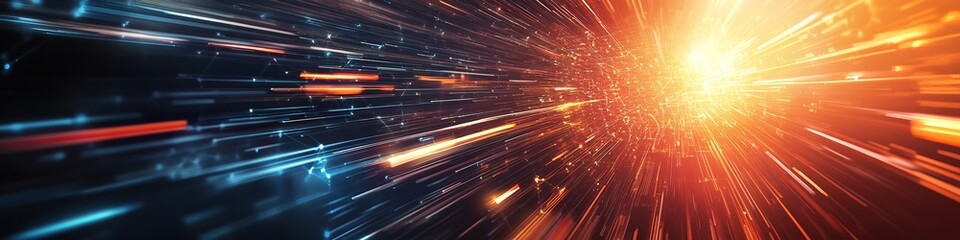 Wall Mural - dynamic speed light trails in motion on dark background