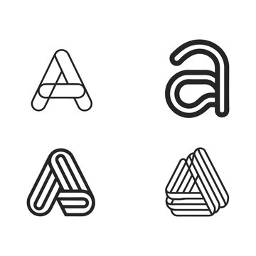 Collection of modern minimalist initial letter A logos on solid white background 
