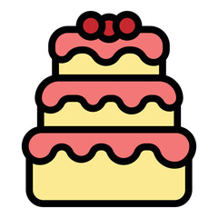 Sticker - Three tiered cake with pink frosting and cherries, representing celebration and sweetness