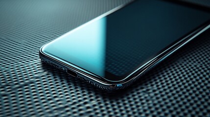 Poster - Sleek smartphone with blank screen on textured surface.