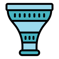 Poster - Inverted light blue abstract cone with holes symbolizing sales and marketing funnels for business strategies