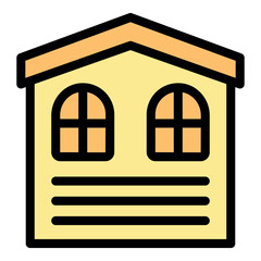 Poster - Simple yet charming yellow house featuring arched windows and a gable roof, creating a welcoming and cozy atmosphere