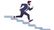 © ArmStrong☠ - A businessman running up stairs, career progression, vector illustration, isolated on white background