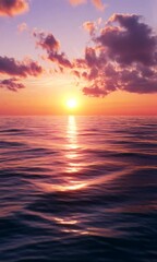 Wall Mural - a beautiful sunset over the ocean with the sun shining on the water