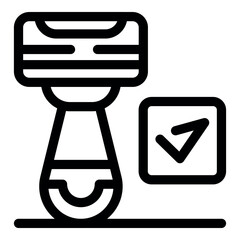 Poster - shaving razor with checked symbol, representing quality control, product approval, and safety standa