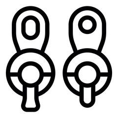 Poster - close up vector line icon illustration of two zipper pullers, one open and one closed, isolated on w