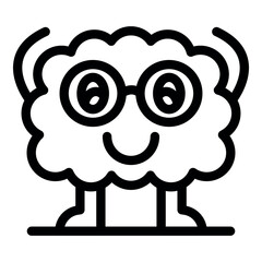Poster - Cartoon fluffy monster wearing round eyeglasses and smiling, standing on a line, simple and cute design