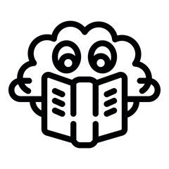 Poster - Cartoon brain enjoying reading, representing the importance of knowledge, learning, and education