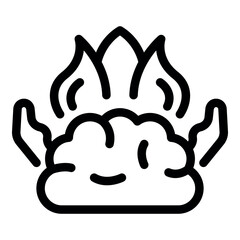 Poster - Cartoon brain on fire with horns, representing burnout syndrome and mental health issues