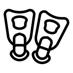 Poster - Simple black and white line art icon of a pair of diving flippers, perfect for representing underwater activities