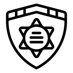 Poster - Simple line icon of a police badge, symbolizing law enforcement, security, and protection