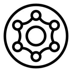 Poster - Interconnected nodes within a circular hub symbolize global communication and network connectivity