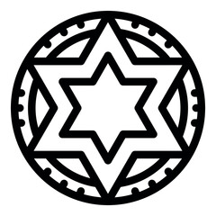 Poster - Jewish symbol of star of david with six points, placed inside a circle with geometric decoration, isolated on white background