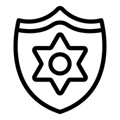 Poster - simple line drawing of a police badge featuring a star and circle, evoking security and law enforcem