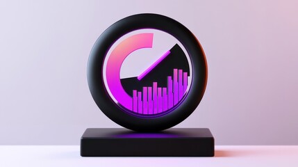 Poster - A stylized gauge displaying data visualization with vibrant colors for analytics.