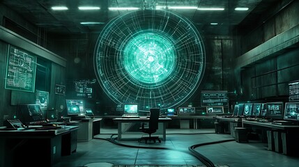 Poster - a futuristic physics lab using digital tools to simulate the behavior of particles in a supercollide