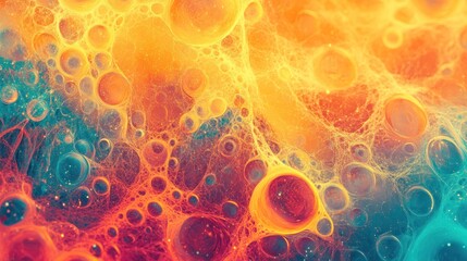 Aufkleber - Abstract colorful pattern resembling bubbles and organic shapes in vibrant hues.