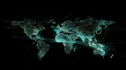 technology concept digital background featuring a world map, world map background with business netw