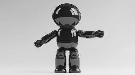 Poster - A glossy black robot figure with articulated limbs, designed for playful interaction.