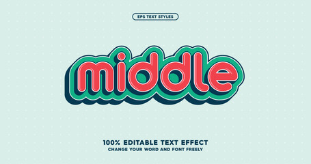 Leinwandbilder - Middle: Bold, rounded typography with a fun, colorful pop. Ideal for playful projects, creative headlines, or product branding. Fully customizable vector.