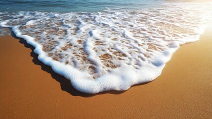 Poster - A beautiful beach with a large wave crashing onto the shore
