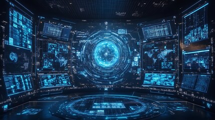 Poster - A futuristic physics lab with interactive displays of the principles of quantum teleportation and information transfer 