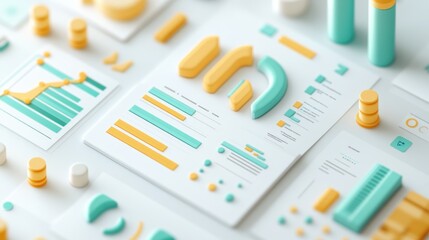 Poster - A colorful arrangement of charts and graphs representing data analysis and business insights.