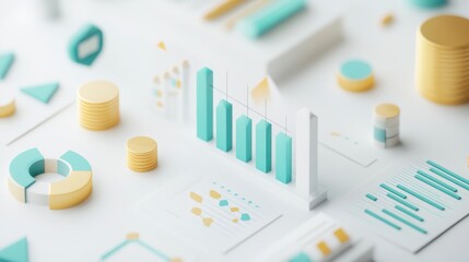 Aufkleber - A stylized representation of data visualization elements and charts.