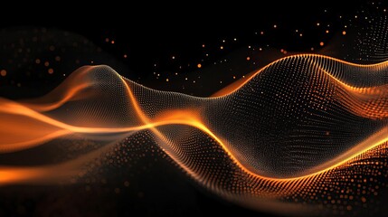 Poster - A captivating wave of vibrant orange light, flowing gracefully against a dark background, symbolizing energy and creativity in graphic design.