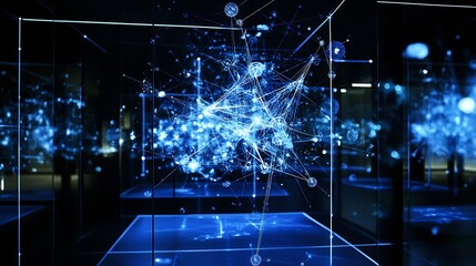 Poster - a futuristic physics research facility with interactive digital models of quantum field interactions