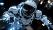 © ABIDZAR ALFAREZ - Astronaut in futuristic spacesuit floats in space.